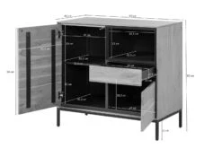 Commode 90x45x85 Bois De Manguier Marron Huilé CHICAGO # 108 -Massivmoebel24 09 310 695 1008 8