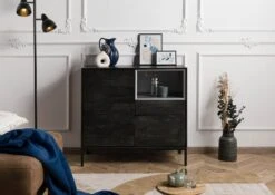 Commode 90x45x85 Bois De Manguier Gris Huilé CHICAGO # 208