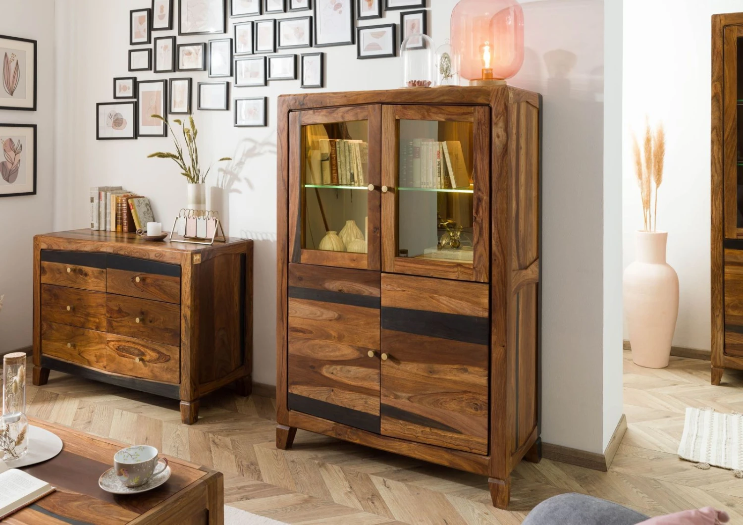 ANCONA #230 Buffet En Bois De Sheesham - Laqué / Brun Foncé 100x45x150 3 ANCONA #230 Buffet En Bois De Sheesham - Laqué / Brun Foncé 100x45x150 – Image 3