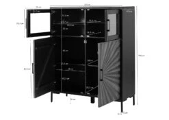 Buffet - Bois Massif De Palissandre 120x45x145 - Bois Massif De Palissandre Laqué (noir) SUN #103 -Massivmoebel24 09 310 725 0103 8