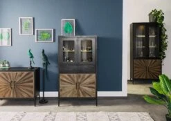 Buffet En Bois De Manguier Et De Bois De Palissandre Laqué Noir Et Brun SUN#104