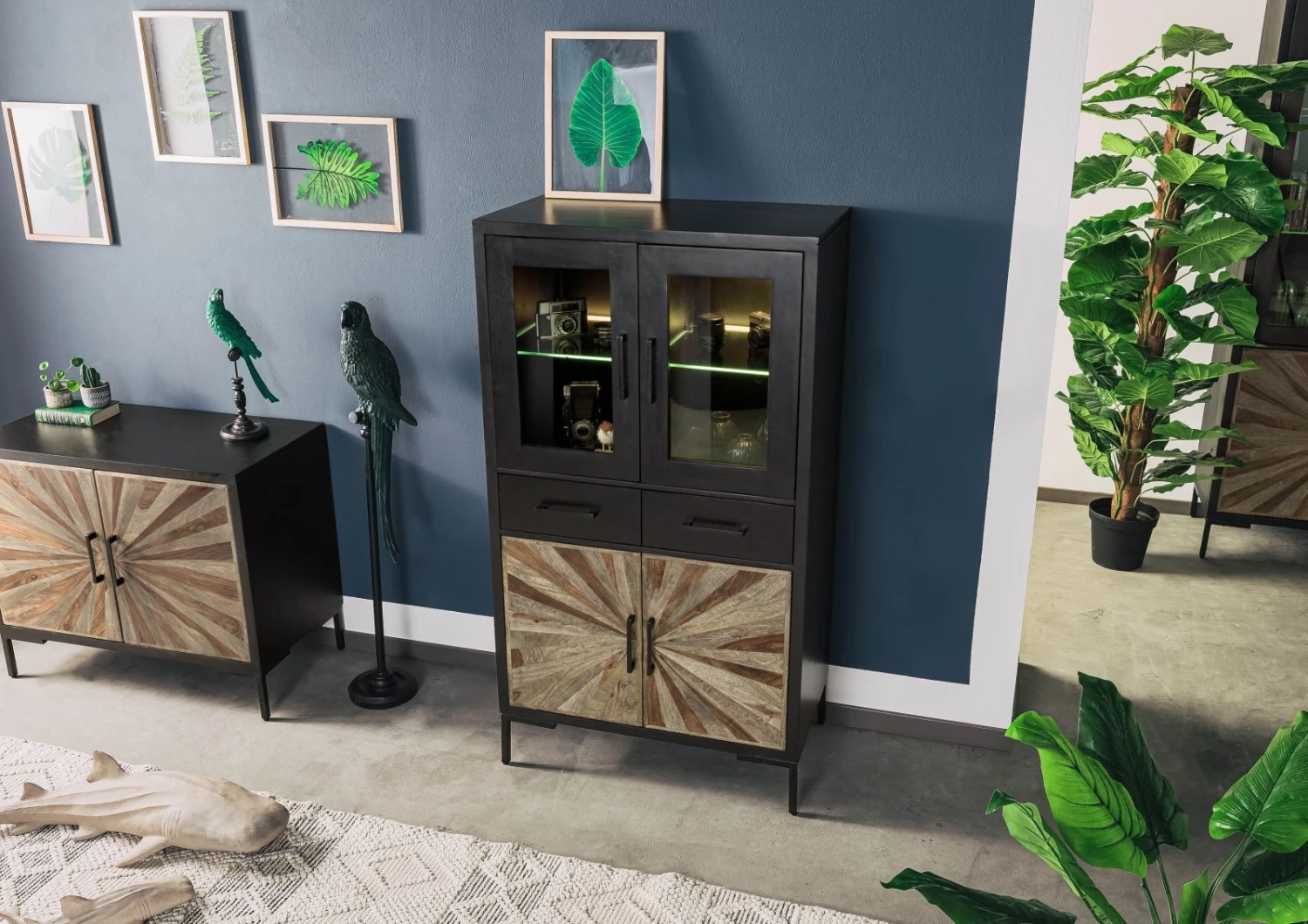 Buffet En Bois De Manguier Et De Bois De Palissandre Laqué Noir Et Brun SUN#104 2 Buffet En Bois De Manguier Et De Bois De Palissandre Laqué Noir Et Brun SUN#104 – Image 2