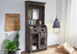 Meuble Bar 75x35 Manguier Laqué Gris RAILWAY #241