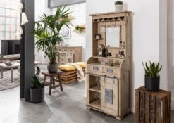 Meuble Bar 75x35 Manguier Laqué Blanchi RAILWAY #341