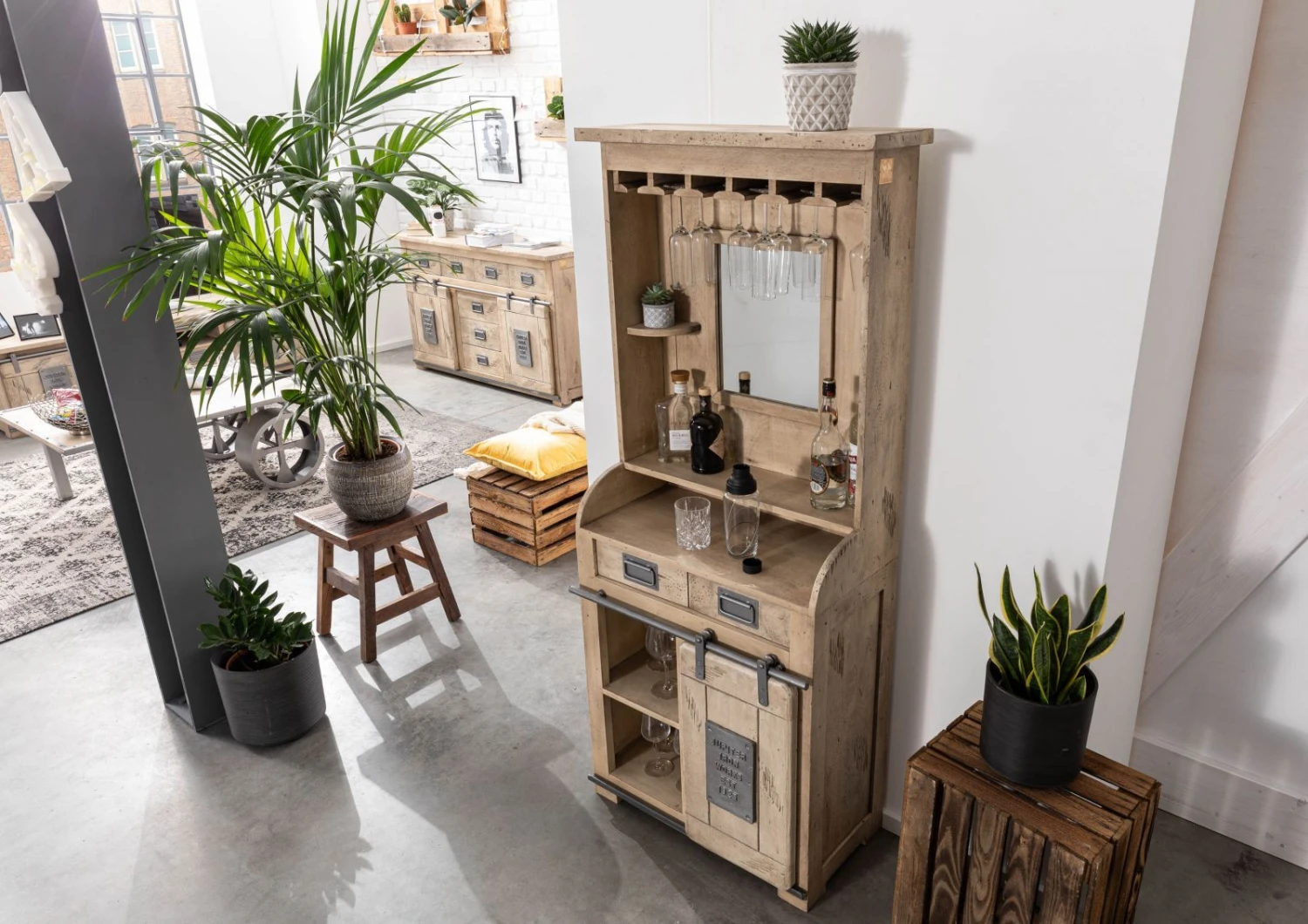 Meuble Bar 75x35 Manguier Laqué Blanchi RAILWAY #341 2 Meuble Bar 75x35 Manguier Laqué Blanchi RAILWAY #341 – Image 2