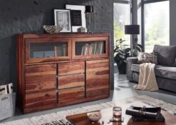 Buffet Avec Vitrine 150x40cm - Palissandre Laqué Noble Unique SYDNEY #103