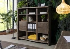 Étagère 142x45 Acacia Laqué Gris Taupe PURE ACACIA #410