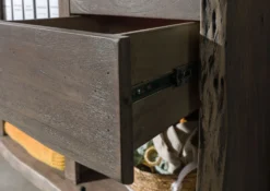 Étagère 142x45 Acacia Laqué Gris Taupe PURE ACACIA #410 -Massivmoebel24 09 310 886 4010 5