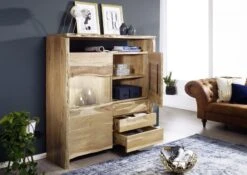 Buffet 131x45 Acacia Laqué Bois Naturel PURE ACACIA #703 -Massivmoebel24 09 310 886 7003 3