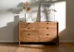 Commode Acacia 136x50x80 Naturel Laqué KOPENHAGEN #130