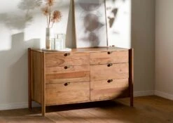 Commode Acacia 136x50x80 Naturel Laqué KOPENHAGEN #130 -Massivmoebel24 09 312 493 1030 03