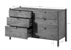 Commode Acacia 136x50x80 Naturel Laqué KOPENHAGEN #130 -Massivmoebel24 09 312 493 1030 08