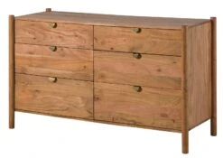 Commode Acacia 136x50x80 Naturel Laqué KOPENHAGEN #130 -Massivmoebel24 09 312 493 1030 09