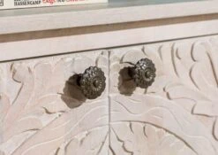 Commode 80x48 Manguier Huilé Blanc KASHMIR #108 -Massivmoebel24 09 312 696 1008 5