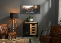 Commode En Bois De Manguier 90x45x90 Naturel Laqué / Métal Noir BLACKBURN #108