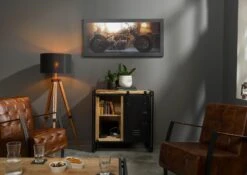 Commode En Bois De Manguier 90x45x90 Naturel Laqué / Métal Noir BLACKBURN #108 -Massivmoebel24 09 312 728 1008 04