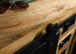 Commode En Bois De Manguier 90x45x90 Naturel Laqué / Métal Noir BLACKBURN #108 -Massivmoebel24 09 312 728 1008 06