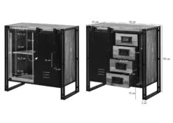 Commode En Bois De Manguier 90x45x90 Naturel Laqué / Métal Noir BLACKBURN #108 -Massivmoebel24 09 312 728 1008 08