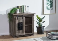 Commode 70x45 Manguier Laqué Gris RAILWAY #223 -Massivmoebel24 09 312 772 1021 4