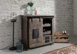 Meuble à Vin 80x40 Manguier Laqué Gris RAILWAY #240