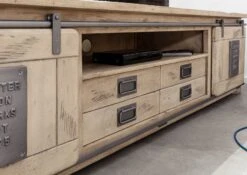 Meuble TV 200x55 Manguier Laqué Blanchi RAILWAY #348 14 Meuble TV 200x55 Manguier Laqué Blanchi RAILWAY #348 -Massivmoebel24 09 312 772 2037 6