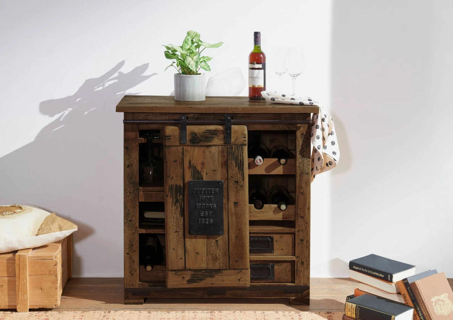 Bar à Vin En Bois De Manguier Huilé RAILWAY #440 2 Bar à Vin En Bois De Manguier Huilé RAILWAY #440 – Image 2