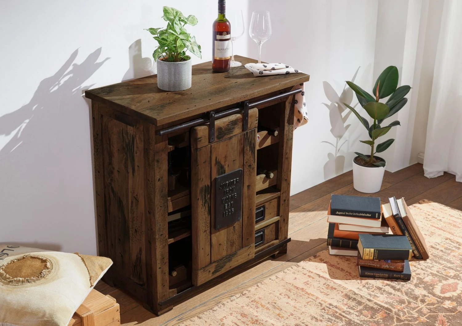 Bar à Vin En Bois De Manguier Huilé RAILWAY #440 3 Bar à Vin En Bois De Manguier Huilé RAILWAY #440 – Image 3