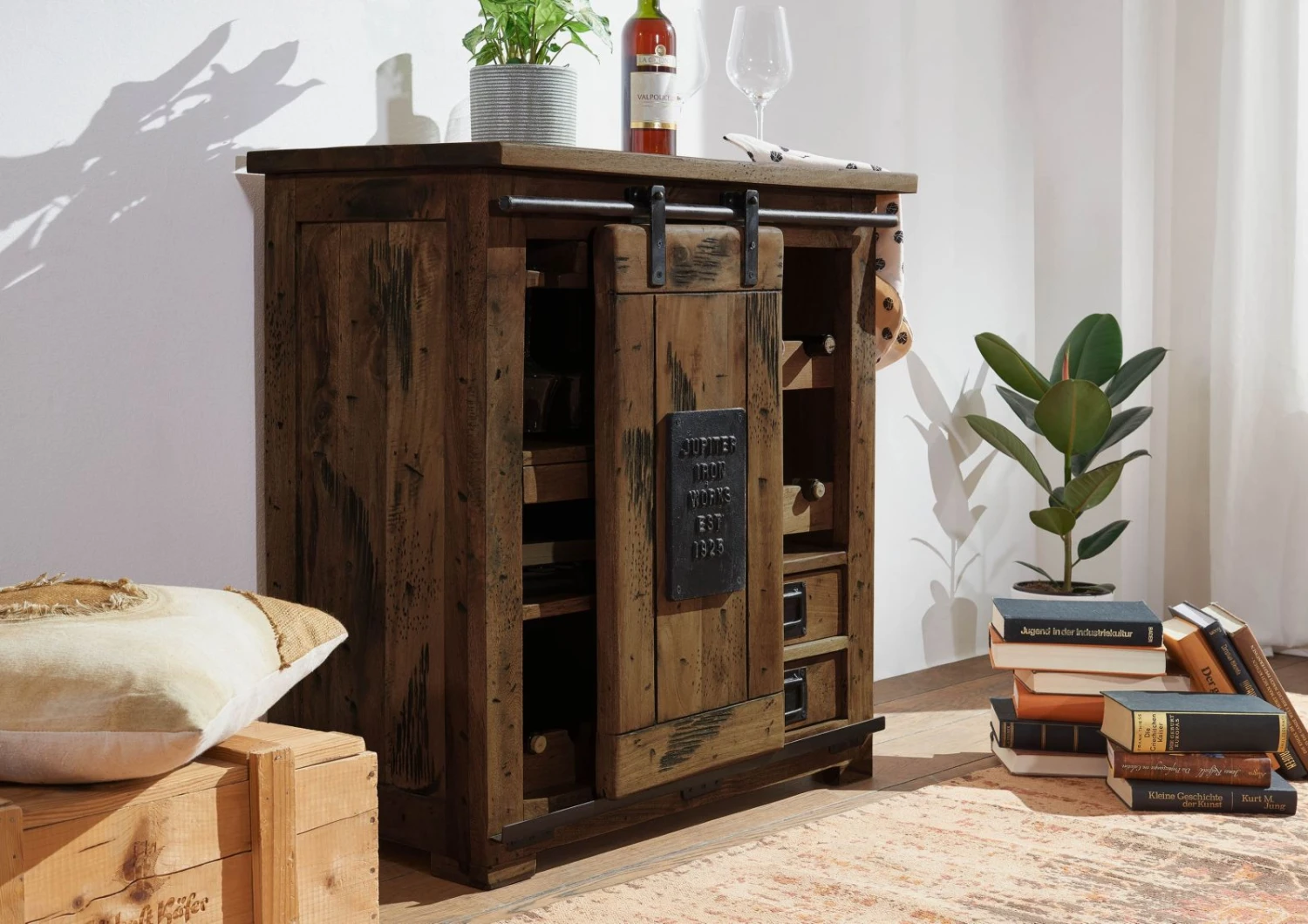 Bar à Vin En Bois De Manguier Huilé RAILWAY #440 4 Bar à Vin En Bois De Manguier Huilé RAILWAY #440 – Image 4