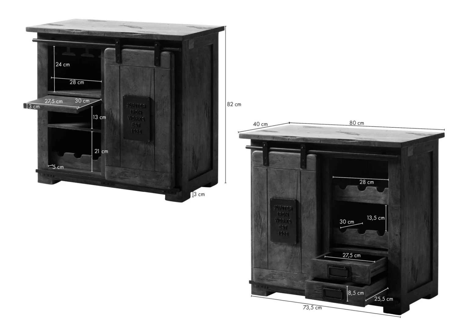 Meuble à Vin 80x40 Manguier Laqué Gris RAILWAY #240 7 Meuble à Vin 80x40 Manguier Laqué Gris RAILWAY #240 – Image 7