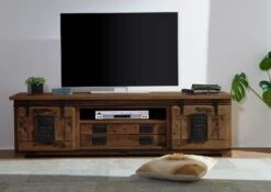 Meuble TV En Bois D' Acacia Huilé RAILWAY #446 11 Meuble TV En Bois D' Acacia Huilé RAILWAY #446 -Massivmoebel24 09 312 772 3036 03