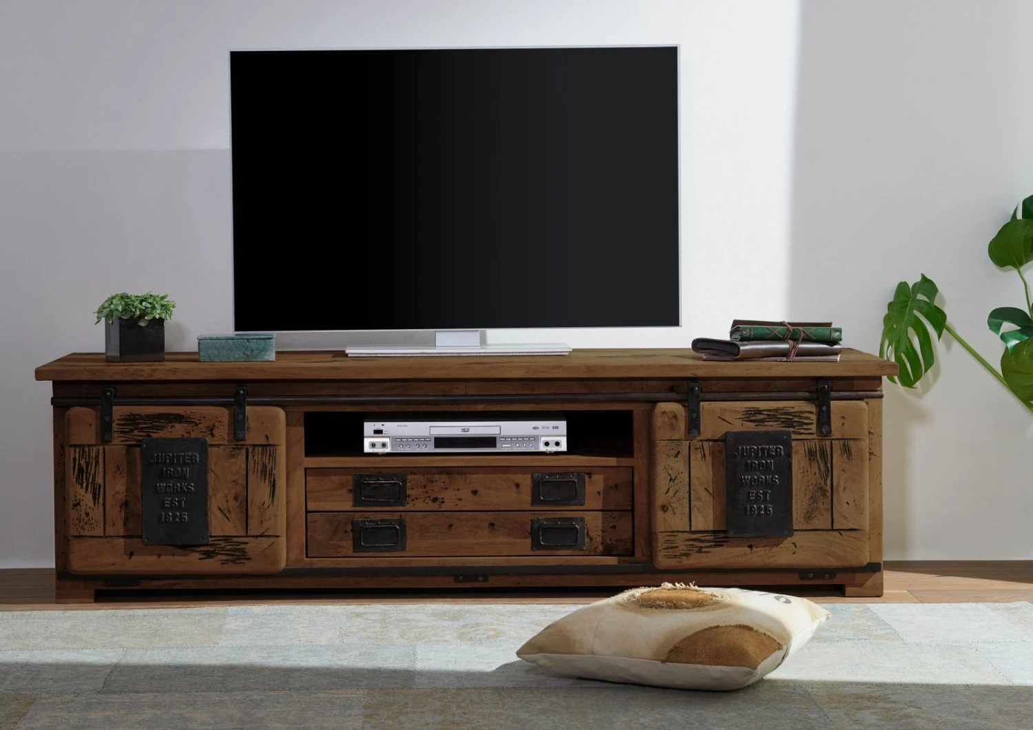 Meuble TV En Bois D' Acacia Huilé RAILWAY #446 3 Meuble TV En Bois D' Acacia Huilé RAILWAY #446 – Image 3