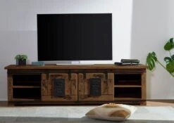 Meuble TV En Bois D' Acacia Huilé RAILWAY #446 12 Meuble TV En Bois D' Acacia Huilé RAILWAY #446 -Massivmoebel24 09 312 772 3036 04
