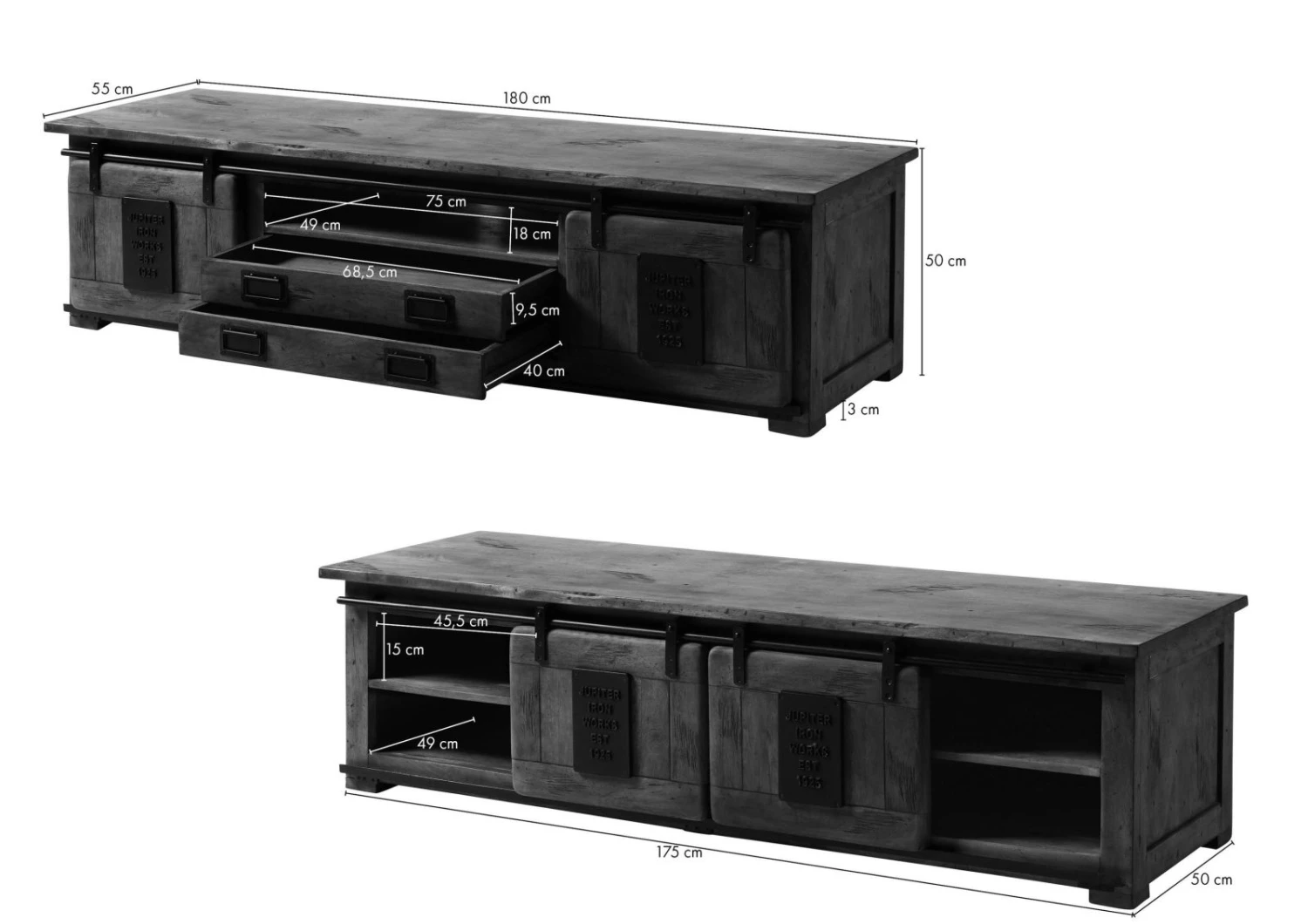 Meuble TV En Bois D' Acacia Huilé RAILWAY #446 8 Meuble TV En Bois D' Acacia Huilé RAILWAY #446 – Image 8