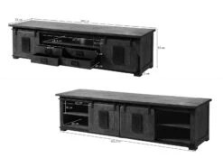 Meuble TV 200x55 Manguier Laqué Blanchi RAILWAY #348 16 Meuble TV 200x55 Manguier Laqué Blanchi RAILWAY #348 -Massivmoebel24 09 312 772 3037 08