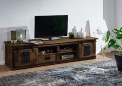 Meuble TV En Bois De Manguier Huilé RAILWAY #451