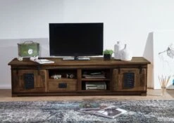 Meuble TV En Bois De Manguier Huilé RAILWAY #451 10 Meuble TV En Bois De Manguier Huilé RAILWAY #451 -Massivmoebel24 09 312 772 3038 03