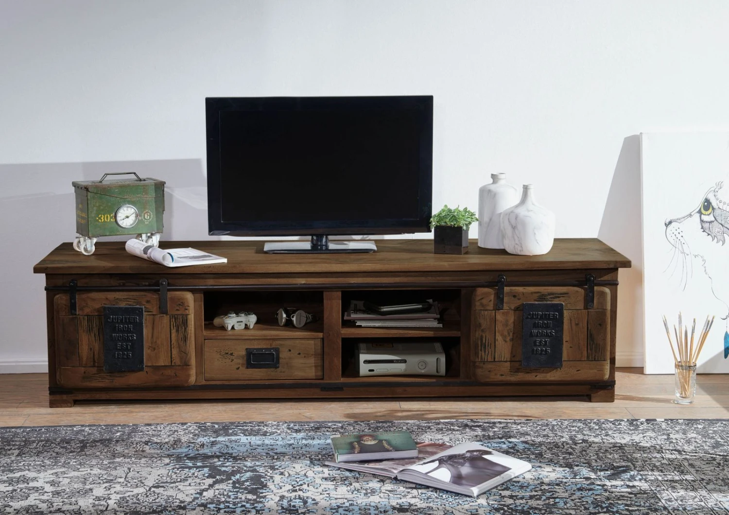 Meuble TV En Bois De Manguier Huilé RAILWAY #451 3 Meuble TV En Bois De Manguier Huilé RAILWAY #451 – Image 3