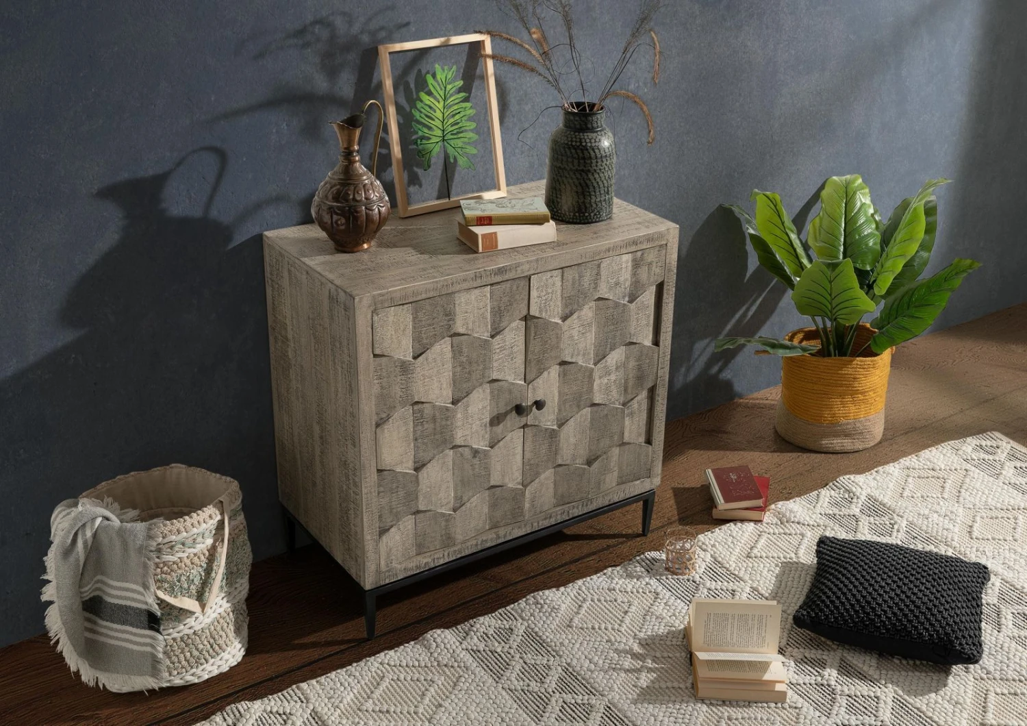 Commode 86x46 Manguier Laqué Gris STILMÖBEL #108 2 Commode 86x46 Manguier Laqué Gris STILMÖBEL #108 – Image 2