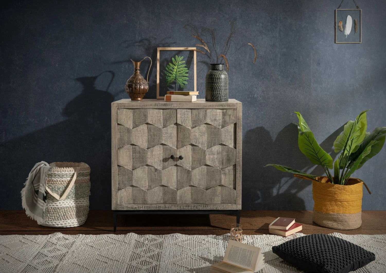 Commode 86x46 Manguier Laqué Gris STILMÖBEL #108 3 Commode 86x46 Manguier Laqué Gris STILMÖBEL #108 – Image 3