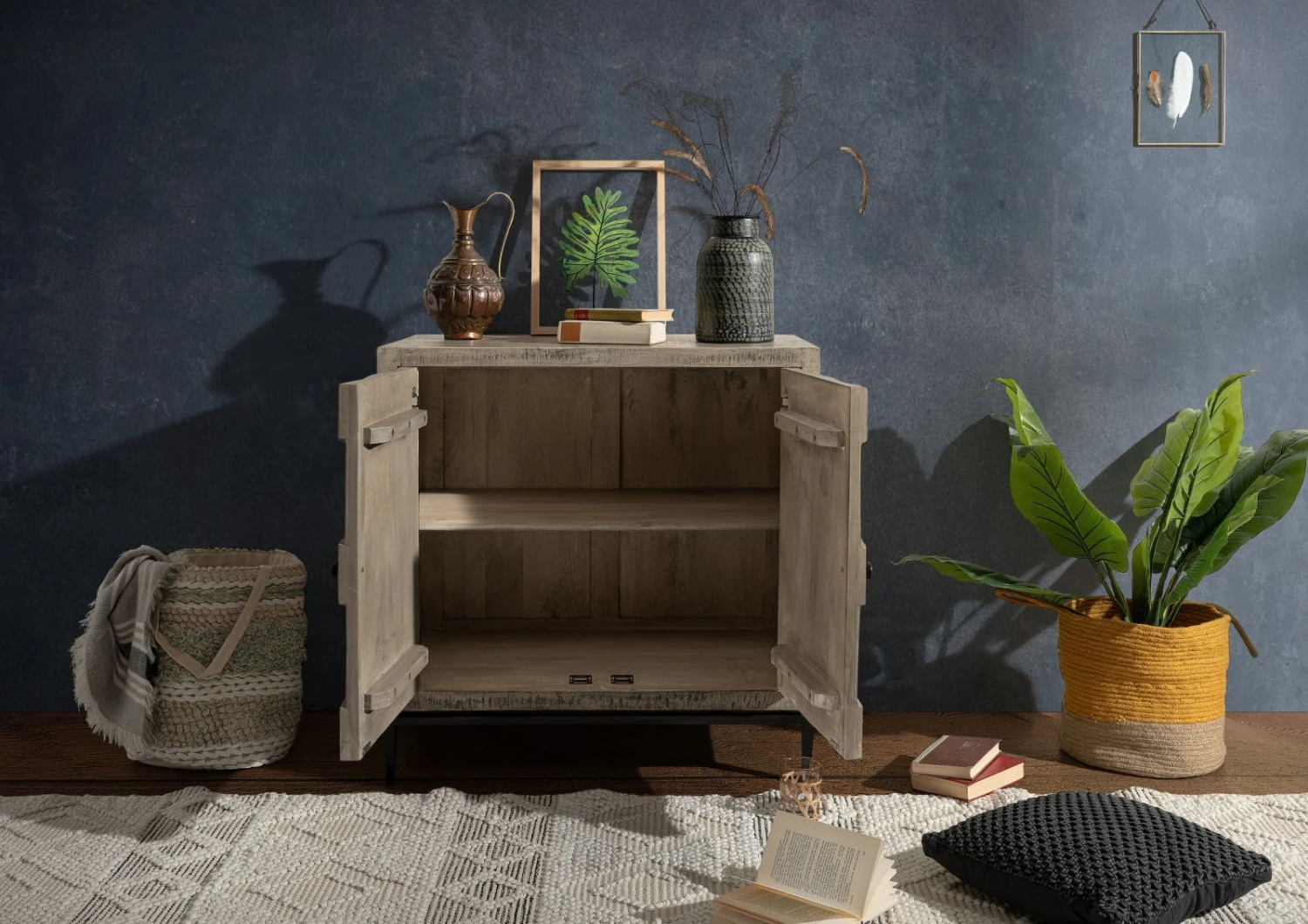 Commode 86x46 Manguier Laqué Gris STILMÖBEL #108 4 Commode 86x46 Manguier Laqué Gris STILMÖBEL #108 – Image 4