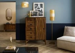 Commode Manguier 90x45x120 Marron Huilé / Granit Foncé LOS ANGELES #110