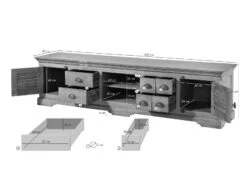 Meuble TV Manguier 220x45x55 Huilé Beige TOULOUSE #09 -Massivmoebel24 09 313 188 0009 08