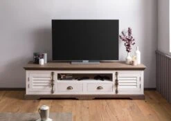 Meuble TV Manguier 200x45x55 Laqué Blanc TOULOUSE #110