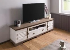 Meuble TV Manguier 200x45x55 Laqué Blanc TOULOUSE #110 -Massivmoebel24 09 313 188 1010 03