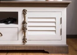 Meuble TV Manguier 200x45x55 Laqué Blanc TOULOUSE #110 -Massivmoebel24 09 313 188 1010 05