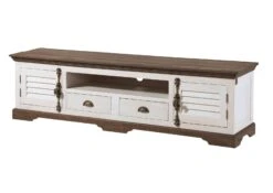 Meuble TV Manguier 200x45x55 Laqué Blanc TOULOUSE #110 -Massivmoebel24 09 313 188 1010 09