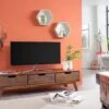 Meuble TV 134x40 Palissandre Laqué Noisette MALMÖ 2 #112