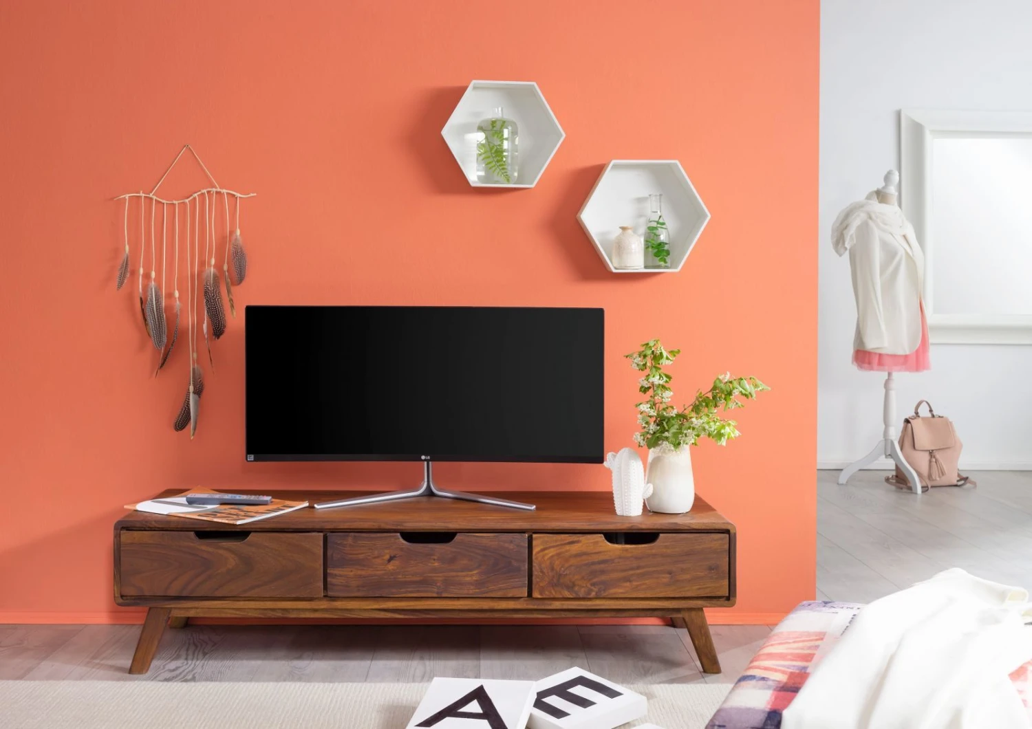 Meuble TV 134x40 Palissandre Laqué Noisette MALMÖ 2 #112 3 Meuble TV 134x40 Palissandre Laqué Noisette MALMÖ 2 #112 – Image 3