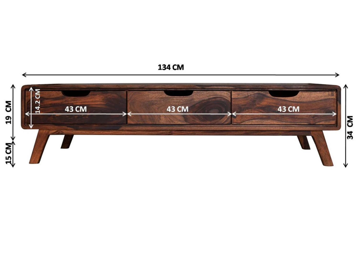 Meuble TV 134x40 Palissandre Laqué Noisette MALMÖ 2 #112 5 Meuble TV 134x40 Palissandre Laqué Noisette MALMÖ 2 #112 – Image 5