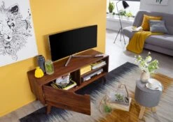 Meuble TV 120x40 Palissandre Laqué Noisette MALMÖ 2 #117 -Massivmoebel24 09 313 220 0017 4